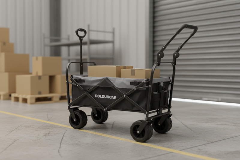 Doldurcar yuk arabasi, depo girişinde, kolilerle, yakın plan