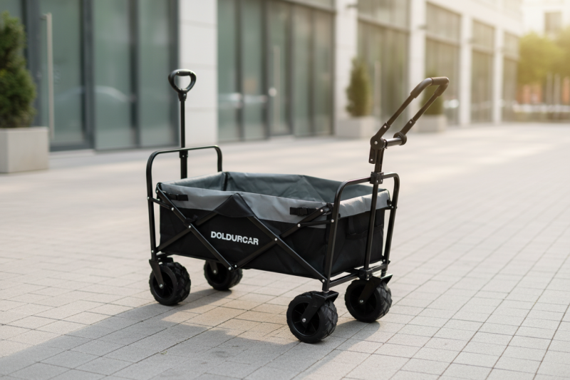 Doldurcar taşıma tekeri, modern şehir kaldırımında yakın plan, geniş tekerlekli siyah model